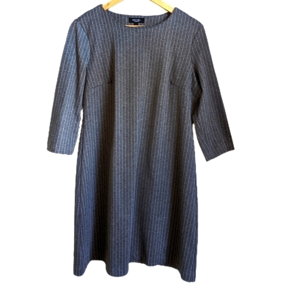 Rachel ROY Grey & White Pinstripes Shift Dress Size 12